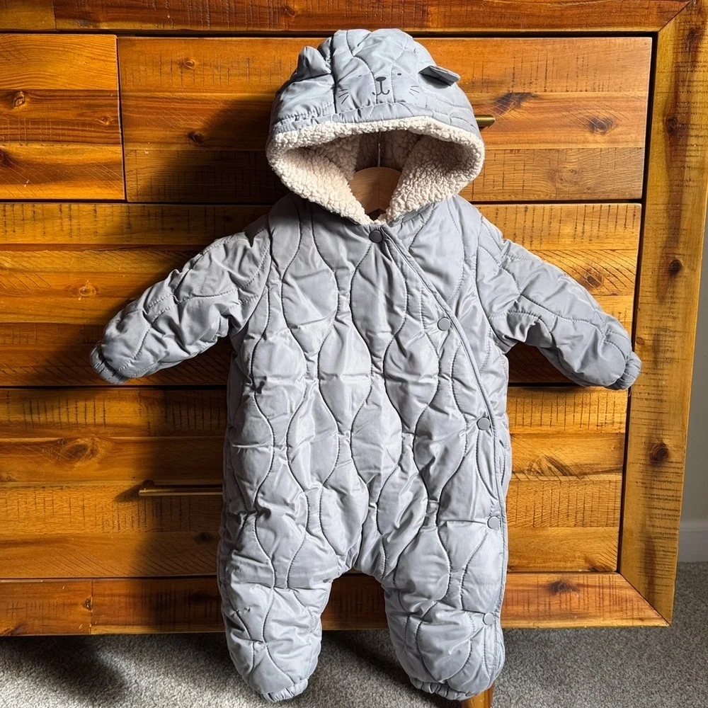Zara Baby Cozy Gray Quilted Kids One Piece